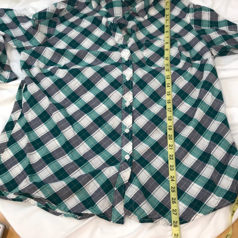 Kim Rogers Green & Blue Plaid Button Up Shirt LG - Picture 9 of 9